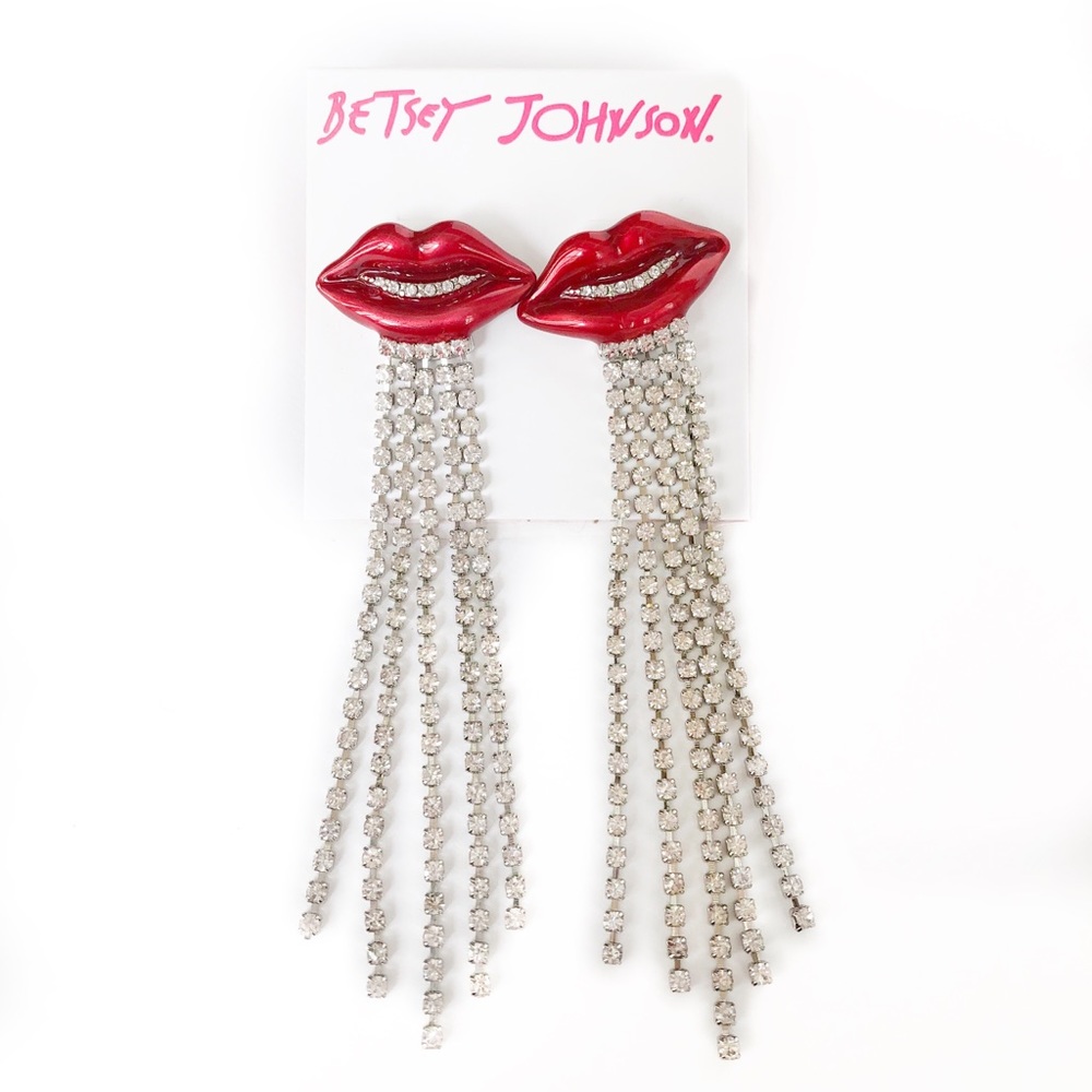 🌀 Betsey Johnson Snack Attack Lip Kiss Fringe Earrings